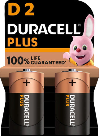 Duracell Plus Alkaline D-Batteries - 2 pieces